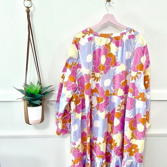 NWT Ulla Popken Floral Print Long Sleeve Ruffle Hem Stretch Dress Size 28/30 - Picture 5 of 6